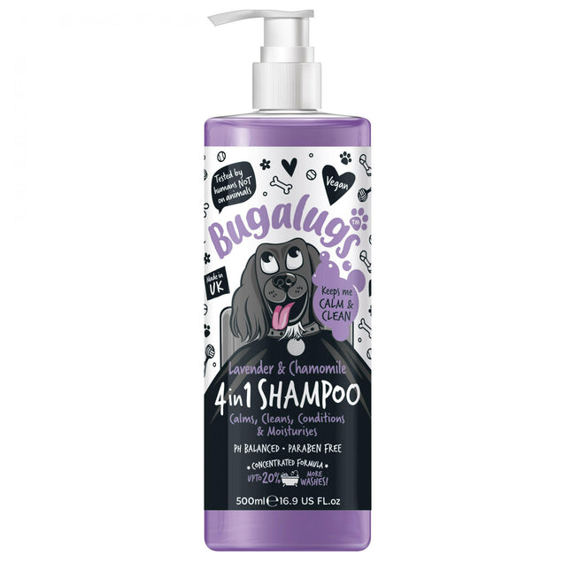 Bugalugs 4in1 Dog Shampoo - calming shampoo for dogs, with lavender and chamomile, concentrate 1:10.