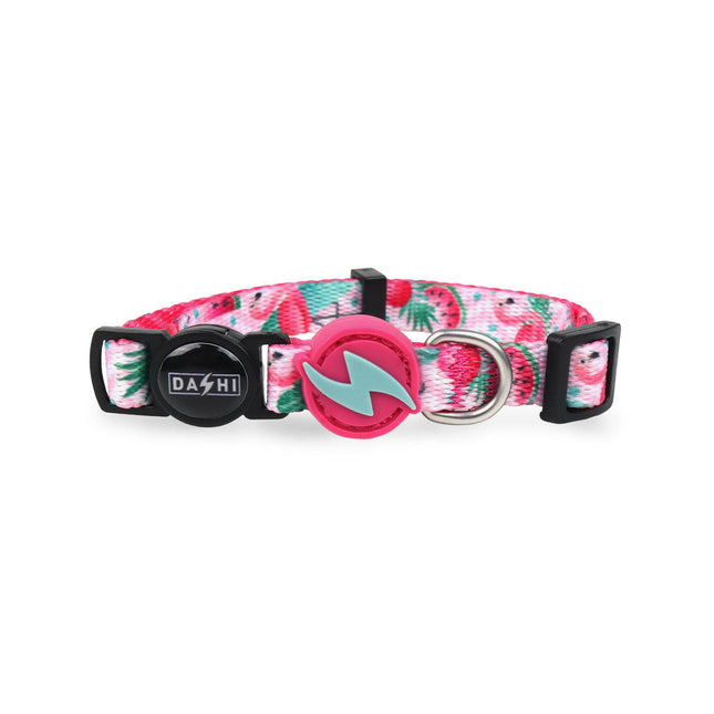 Dashi Flamingo Cat Collar - colorful cat collar, flamingo pattern.