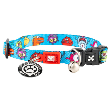 Max&Molly GOTCHA! Smart ID Cat Collar Little Monsters - colorful collar for cats with a smart Tag pendant.
