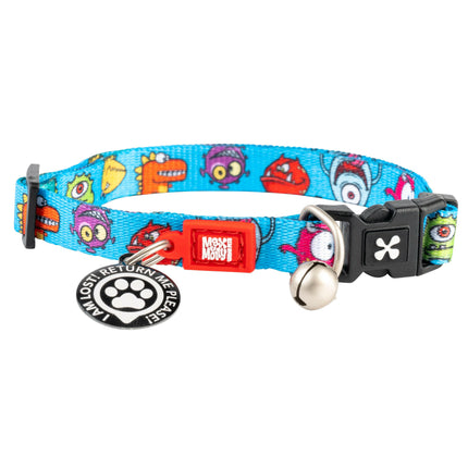 Max&Molly GOTCHA! Smart ID Cat Collar Little Monsters - colorful collar for cats with a smart Tag pendant.
