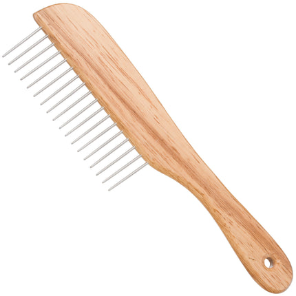 KW Smart Wooden Comb - wooden comb for dogs, with wide tooth spacing.