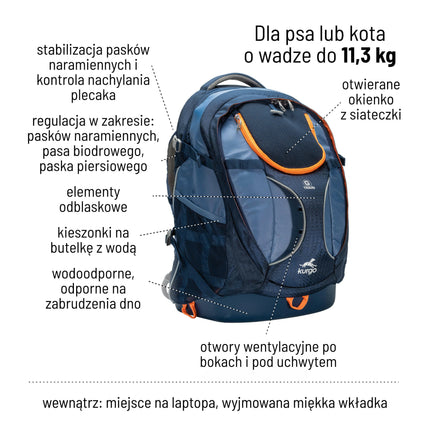 Kurgo G - Train K9 Pack Ink - backpack for dogs and cats.