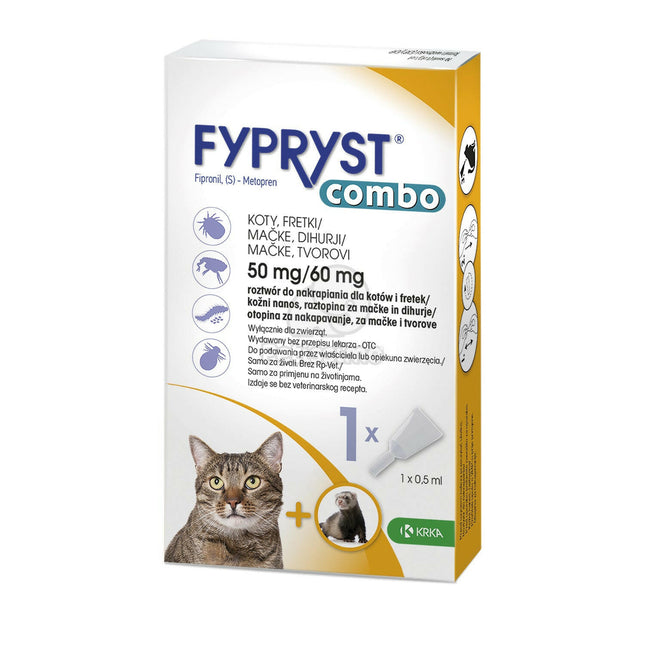 Fypryst Combo 50mg/60mg - drops for fleas and ticks for cats and ferrets.