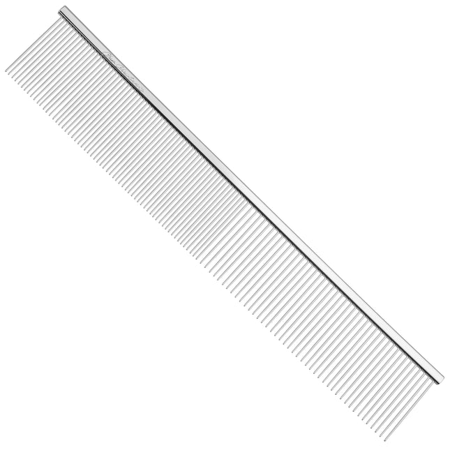 Chris Christensen Buttercomb #504 Fine/Coarse 8.5 - sturdy, metal comb with a mixed tooth spacing.
