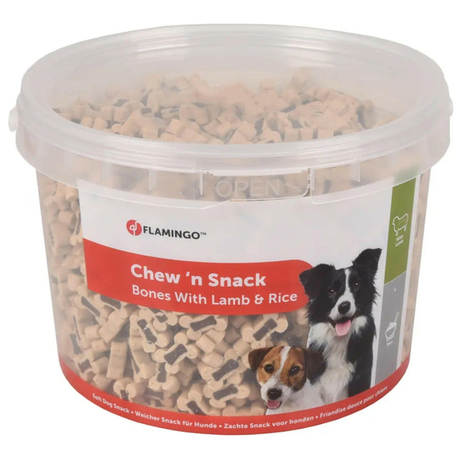 Flamingo Chew'n Snack Lamb Rice - soft training treats for dogs, with lamb and rice.