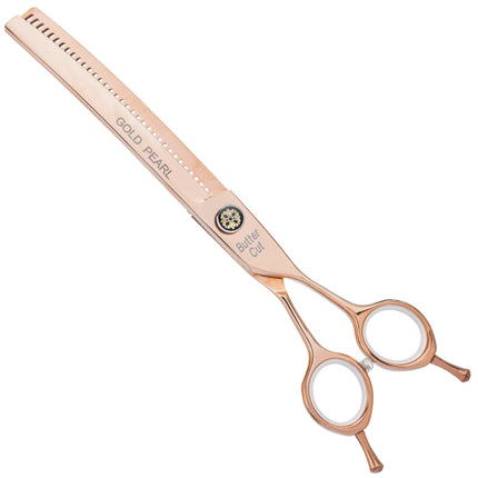 Geib Gold Pearl Curved Chunker 7.5 - single-sided curved thinning shears, 35 teeth, in an elegant gold color.