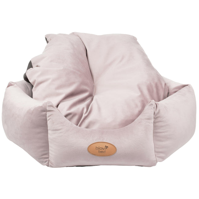 Blovi Bed Velur Love - elegant velvet bed for dogs and cats, hexagon dirty pink.