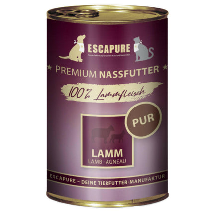 Escapure Lamb Pure - wet food for dogs and cats, 100% lamb.