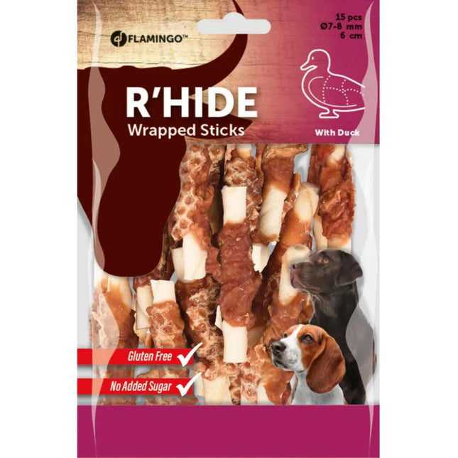 Flamingo R'hide Sticks Duck - dog treats, mini sticks wrapped in duck.