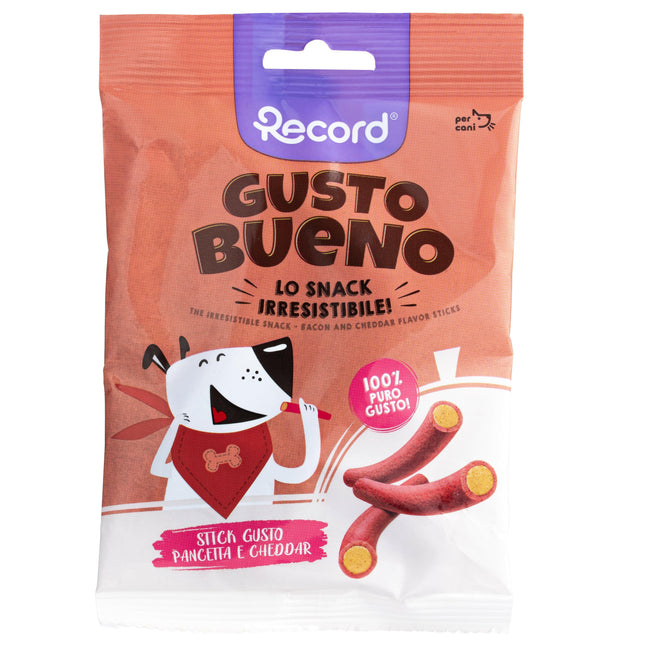 Gusto Bueno Bacon and Cheddar Flavor Sticks - dog treats, bacon and cheddar flavored sticks.