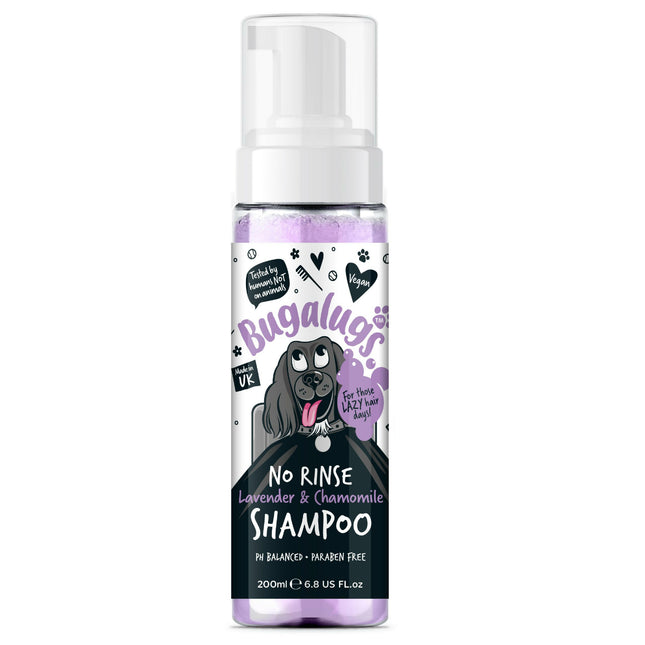 Bugalugs & Chamomile No Rinse Shampoo - dog shampoo, no rinse, lavender and chamomile.