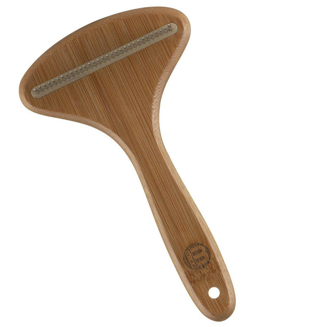 Mikki Bamboo Anti-Tangle Rake - bamboo comb with medium tooth spacing and rotating pins.