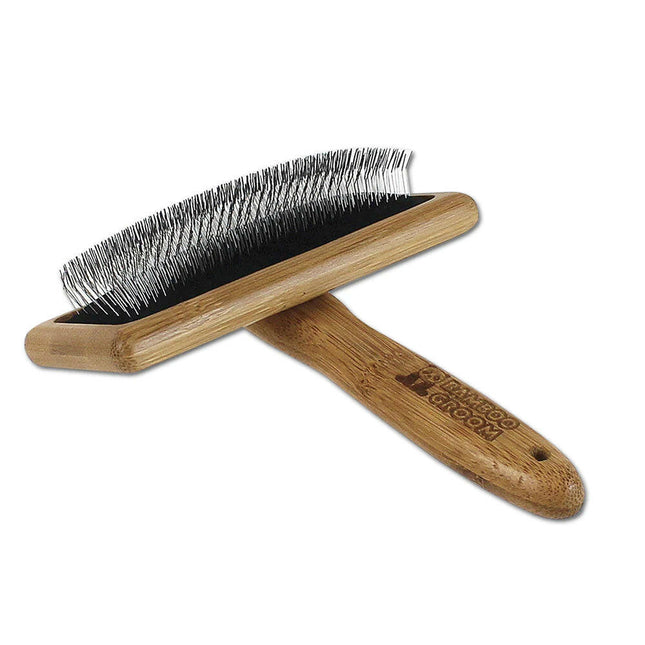 Bamboo Groom Slicker Brush - bamboo slicker brush for large breed dogs and cats.