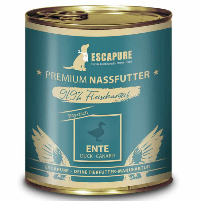 Escapure Bavarian Duck - wet food for dogs, duck with vegetables, 91.9% meat.
