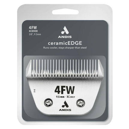 Andis Ceramic EDGE 4FW XCover Wide Blade - wide ceramic blade for Snap-On clippers, chrome-plated steel.