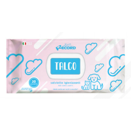 Record Talc Wipes - universal wipes for cleaning the fur, eyes, and ears of dogs and cats, with talc - 40 pieces.