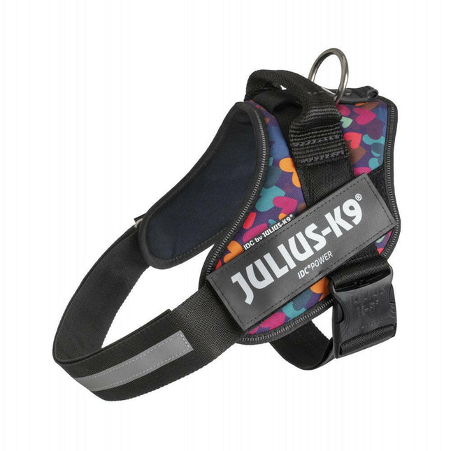 Julius - K9 IDC Powerharness Mixed Hearts - high-quality harness for dogs in colorful hearts design.