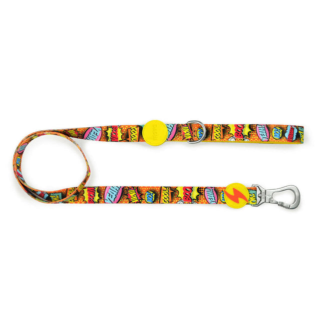 Dashi Boom Leash 120cm - urban tape leash for dogs, comic pattern.