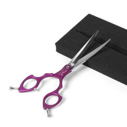 Shernbao Shark Curved Scissors - lightweight, curved scissors for Korean-style grooming, purple.