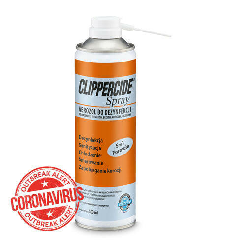 Barbicide Clippercide 5-in-1 - spray for disinfecting, maintaining, and cooling blades.